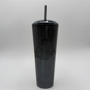 Starbucks Halloween Black Pearl Marbled Cold Cup Tumbler 24oz w/ Straw